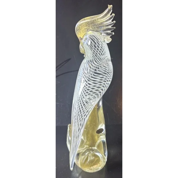 Formia Birds Murano gold Fleck White Optic Glass Cockatoos (FP) - Picture 7 of 16
